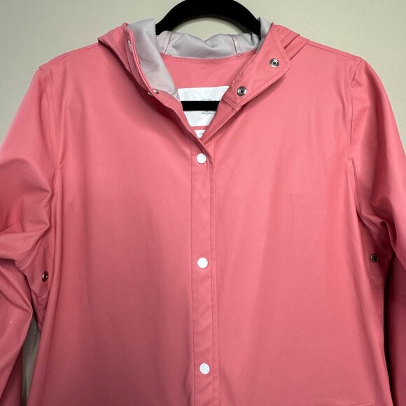 HERSCHEL SUPPLY CO. Pink Hooded Rain Coat Womens M Medium Rain Jacket Waterproof - Picture 3 of 9